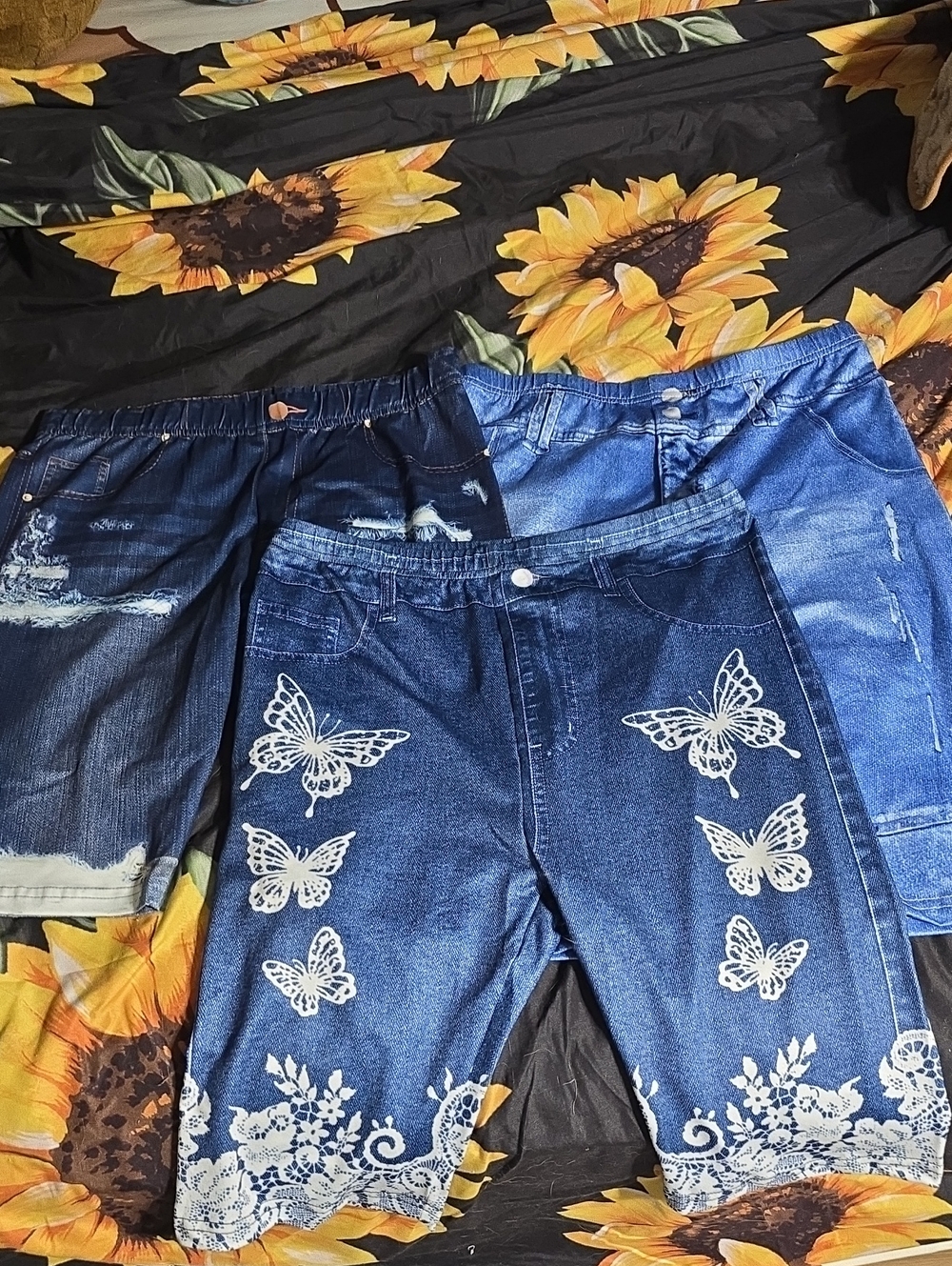 Biker Style  Print Shorts - Blue